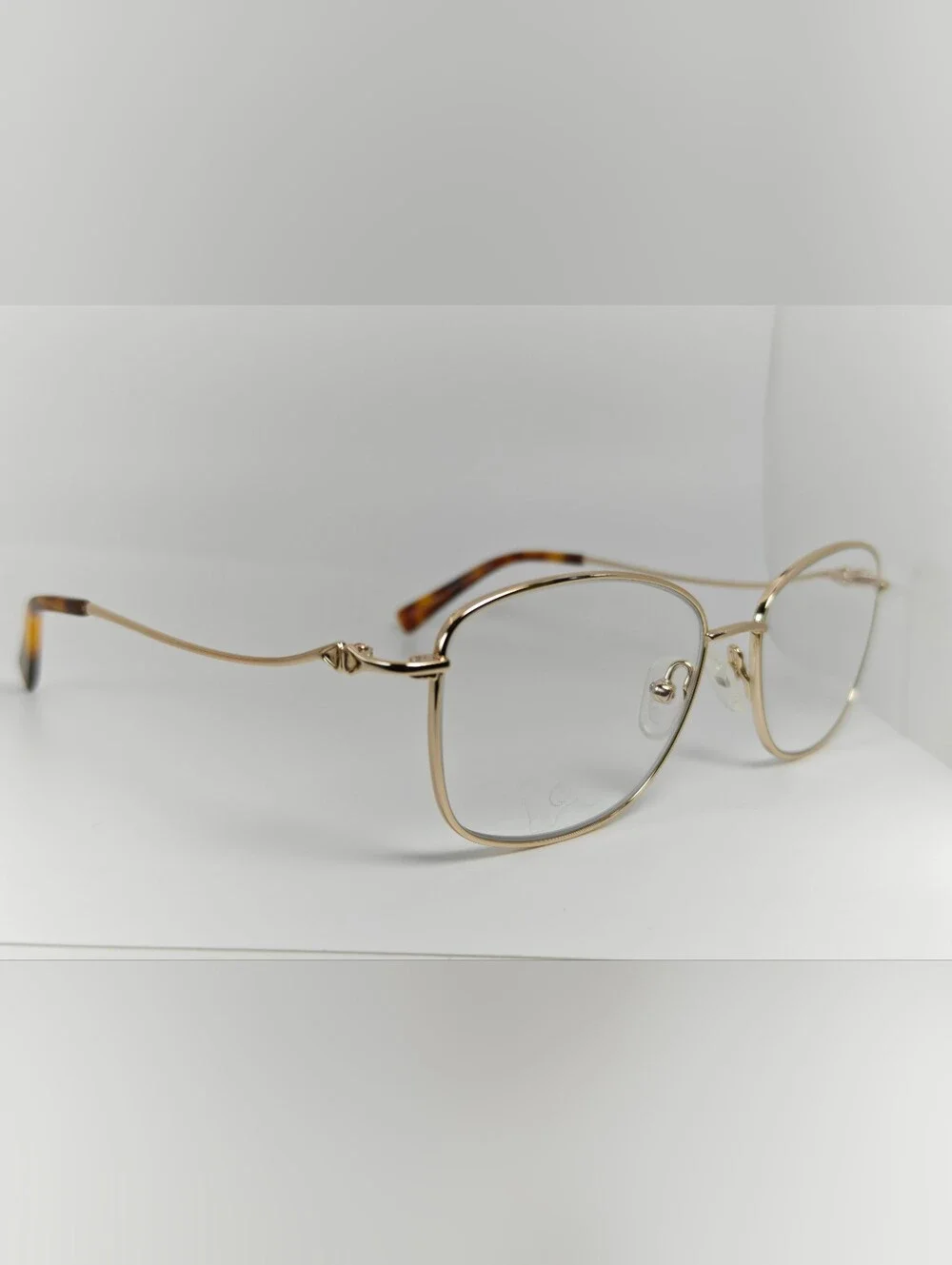 Dianele. Women's Gold Titanium Rounded Square Eyeglass Frames